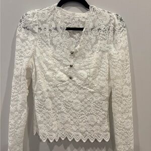 Elegant White Lace Women's Top